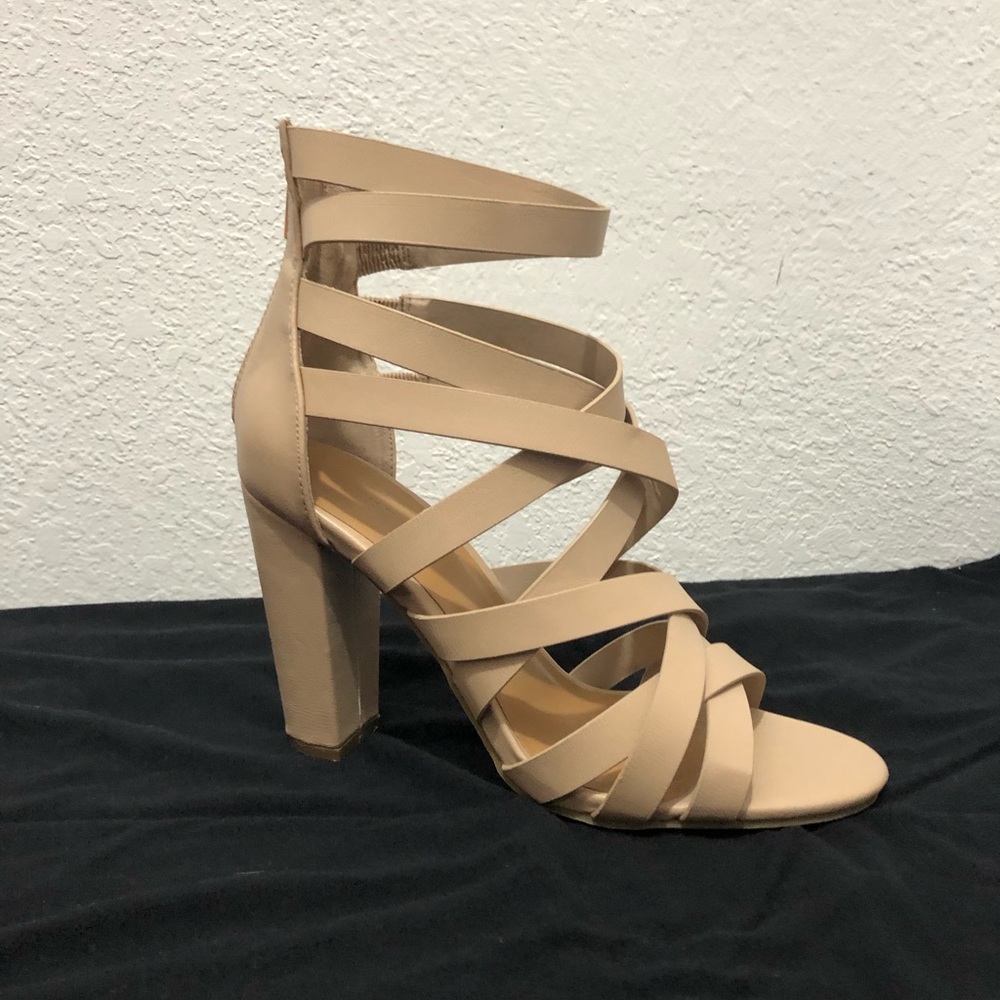 tan cross cross heels